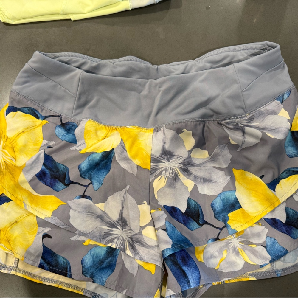 CALIA by Carrie Underwood Blue and Yellow Floral Athletic Shorts